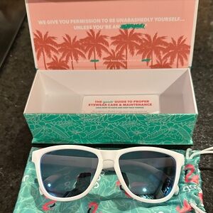 Trendy White Sunglasses by Goodr. Brand new.